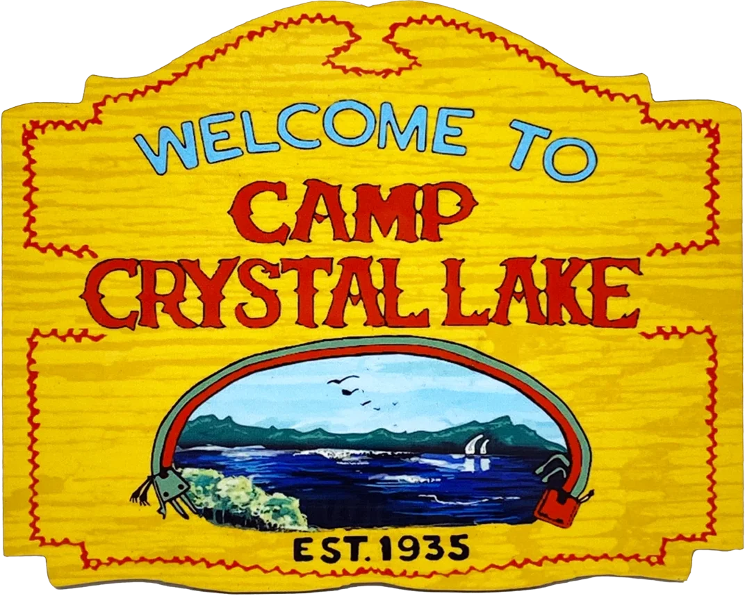 Welcome to Camp Crystal Lake Est. 1935 sign
